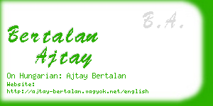 bertalan ajtay business card